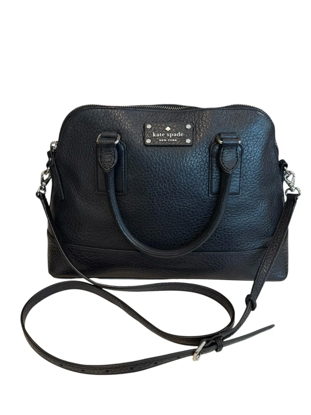 kate spade Bay Street Small Black Rachelle Pebbled Leather Dome Satchel